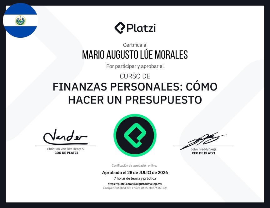 Diploma del Curso de Finanzas Personales: Cómo hacer un Presupuesto