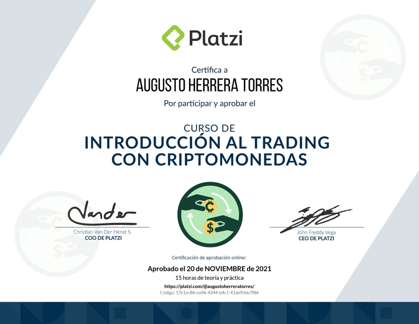 Diploma del Curso de Introducción al Trading con Criptomonedas