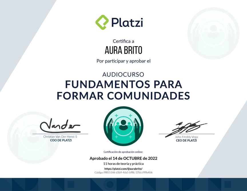 Diploma de Audiocurso Fundamentos para Formar Comunidades