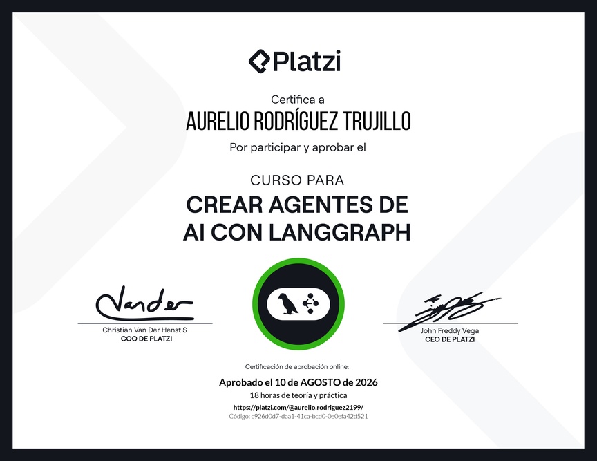 Diploma del Curso para Crear Agentes de AI con LangGraph