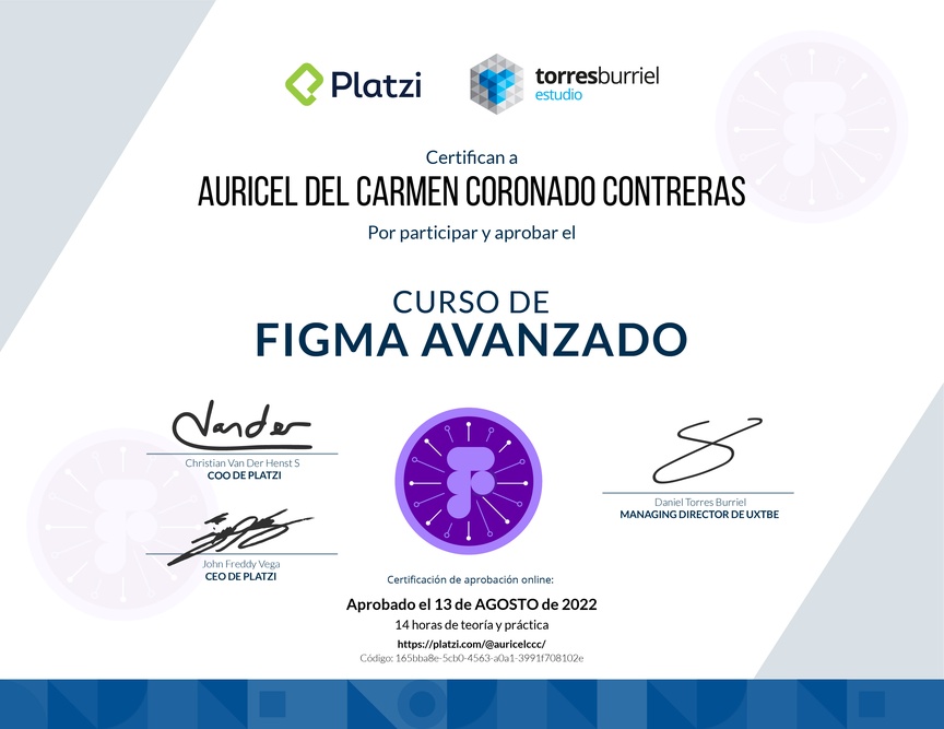 Diploma del Curso de Figma Avanzado