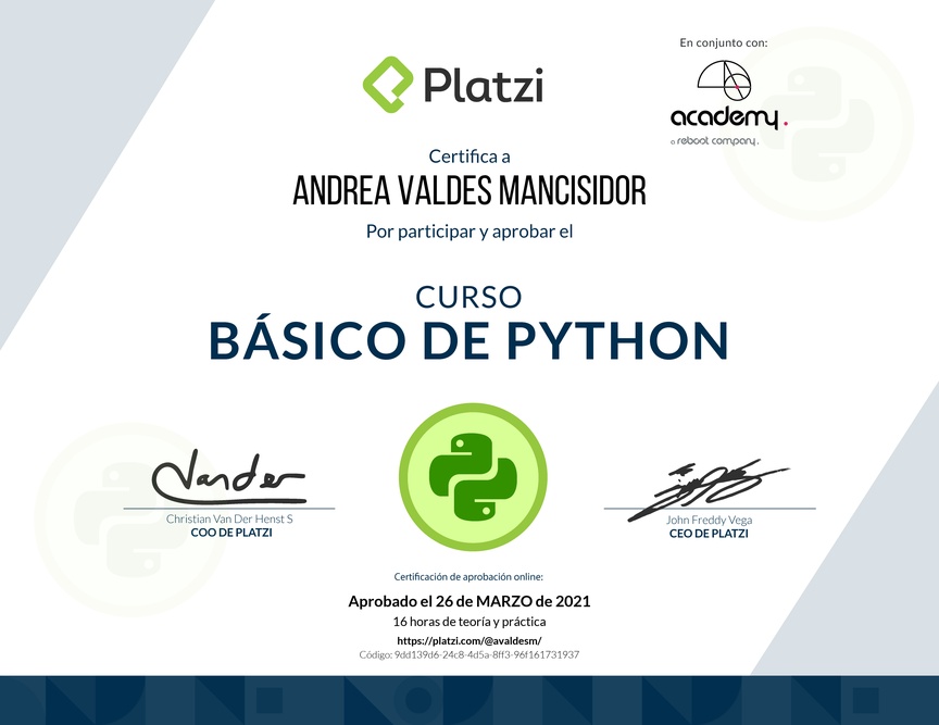 Diploma del Curso Básico de Python