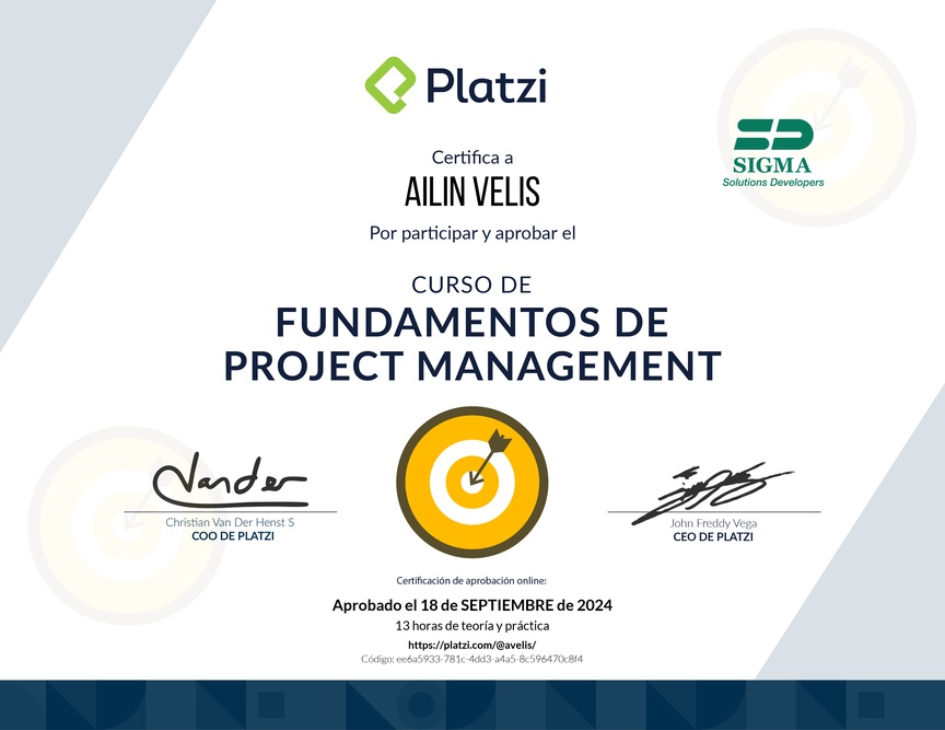Diploma del Curso de Fundamentos de Project Management