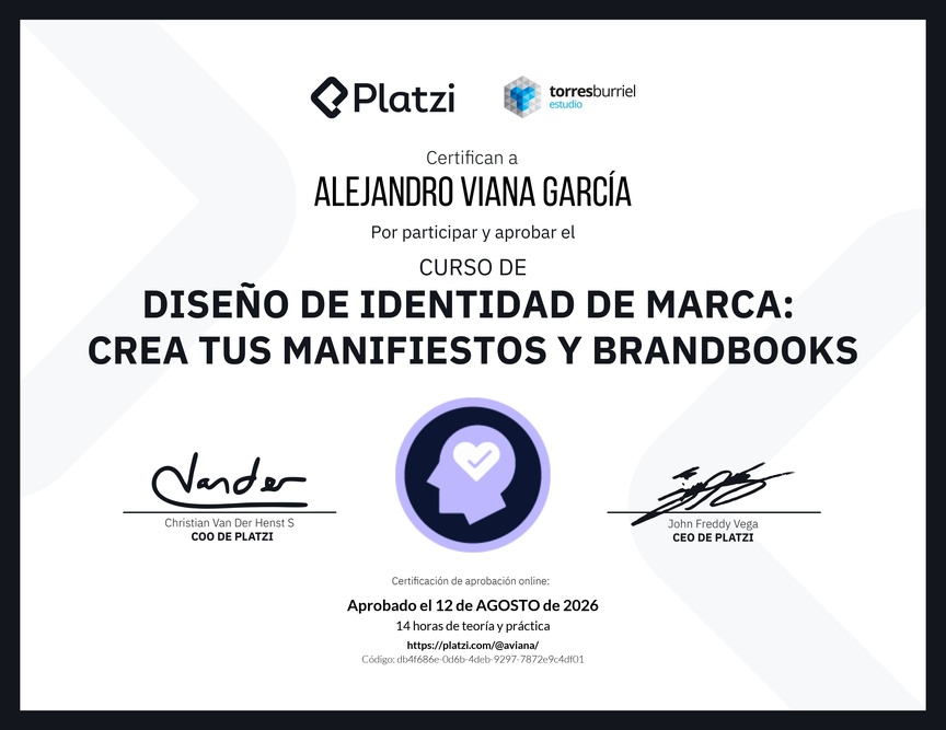 Diploma del Curso de Diseño de Identidad de Marca: Crea tus Manifiestos y Brandbooks