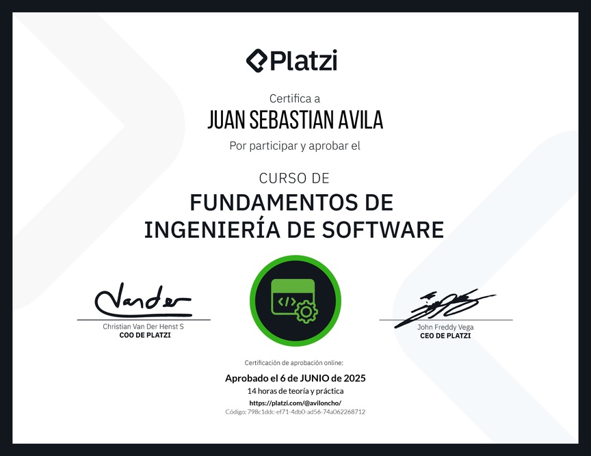 Diploma del Curso de Fundamentos de Ingeniería de Software