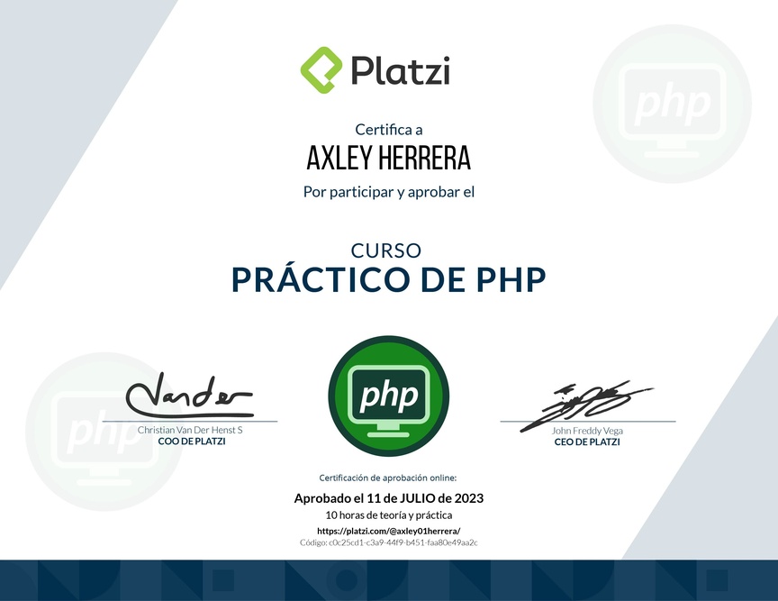 Diploma del Curso Práctico de PHP