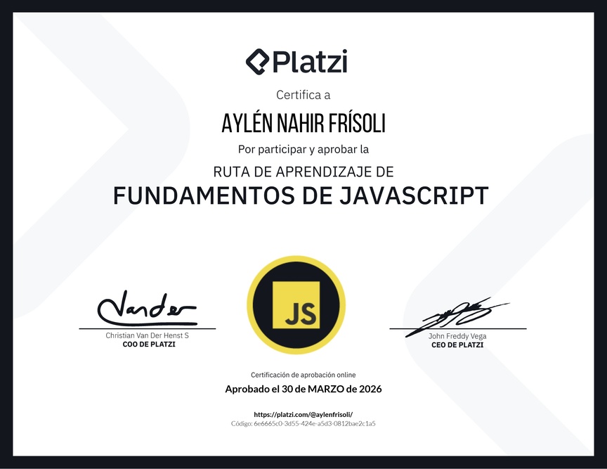 Diploma de la Ruta de Aprendizaje de Fundamentos de JavaScript