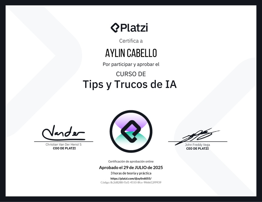 Diploma del Curso de tips y trucos de IA