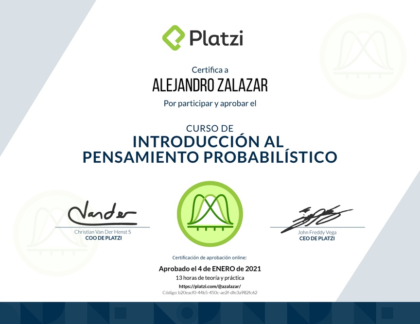 Diploma del Curso de Introducción al Pensamiento Probabilístico