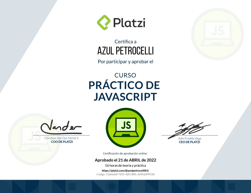 Diploma del Curso Práctico de JavaScript