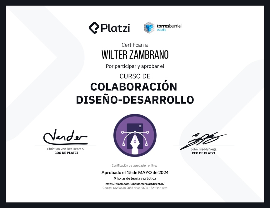 Diploma del Curso de Colaboración Diseño-Desarrollo
