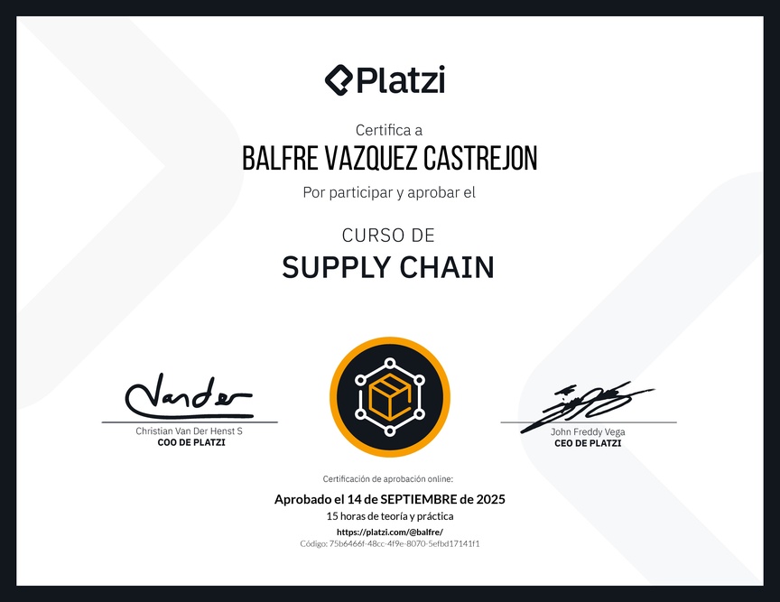 Diploma del Curso de Supply Chain