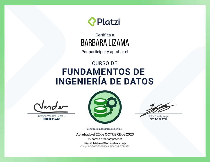 Diploma del Curso de Fundamentos de Ingeniería de Datos