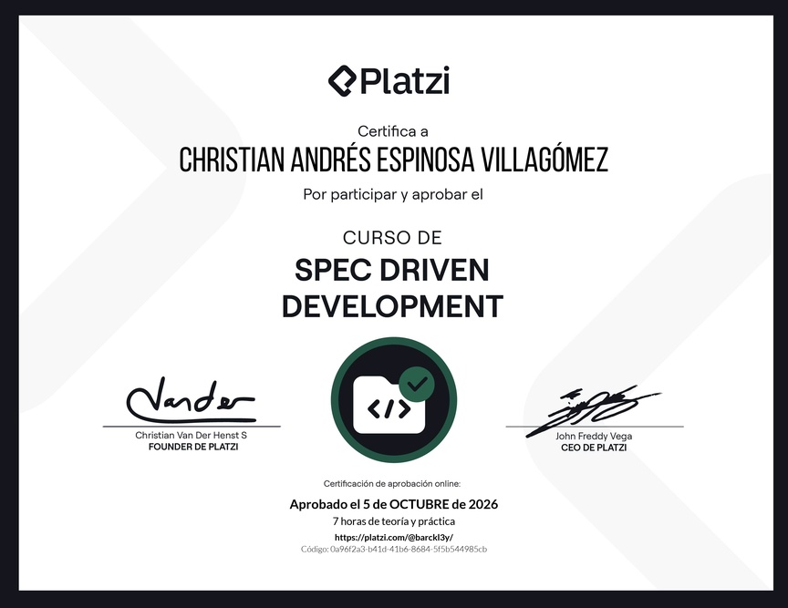 Diploma del Curso de Spec Driven Development