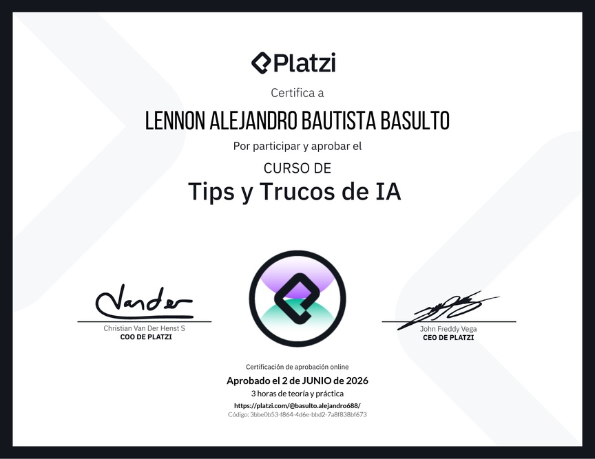 Diploma del Curso de tips y trucos de IA