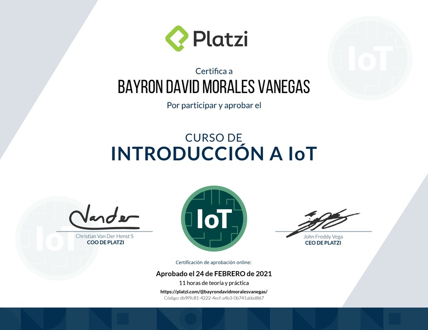 Diploma del Curso de Introducción al IoT