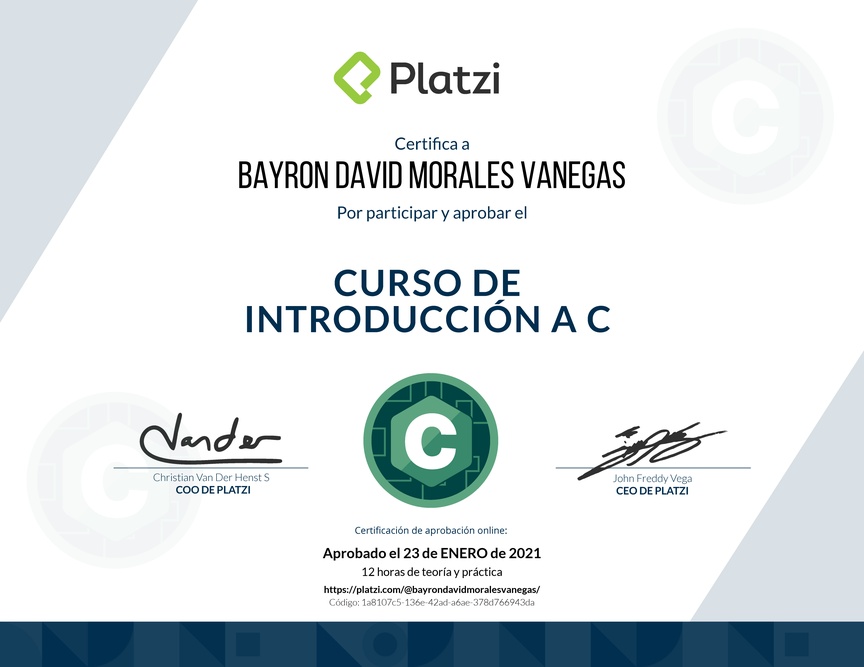 Diploma del Curso de Introducción a C