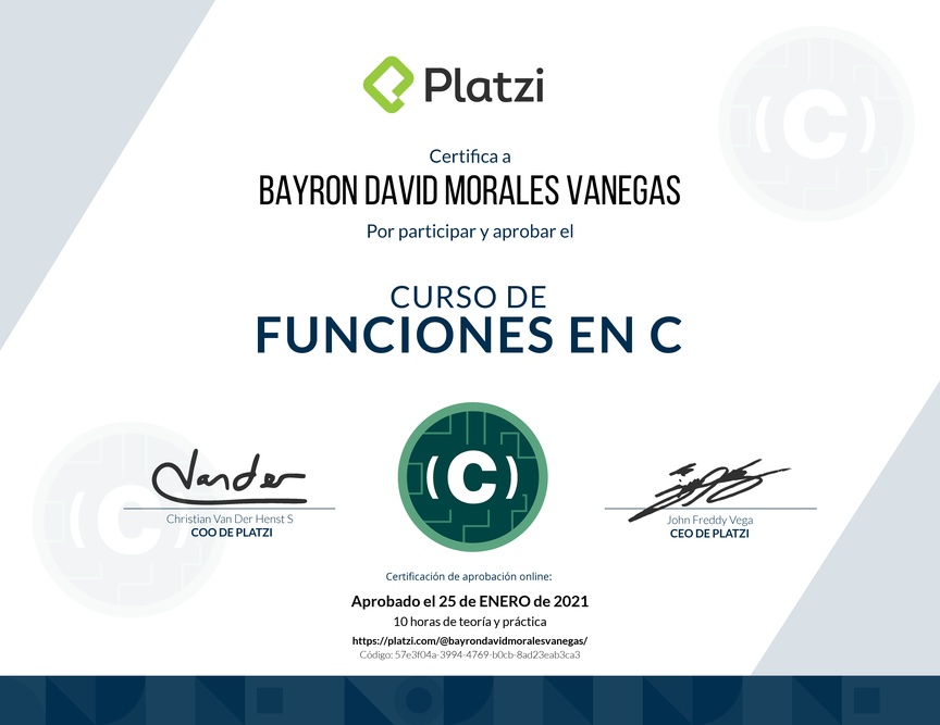 Diploma del Curso de Funciones en C