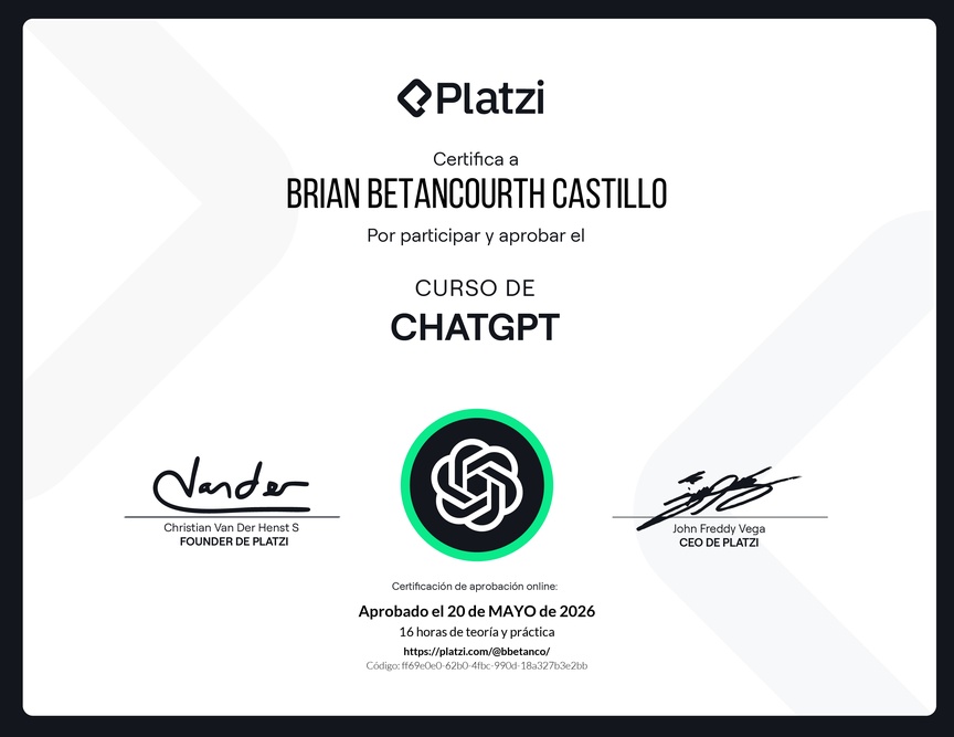 Diploma del Curso de ChatGPT