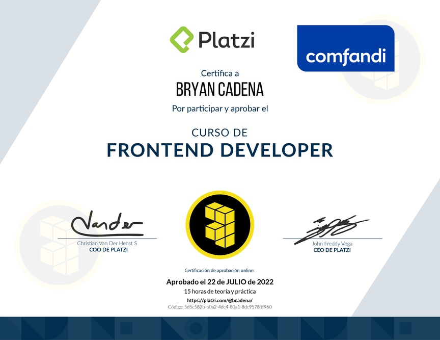 Diploma del Curso de Frontend Developer