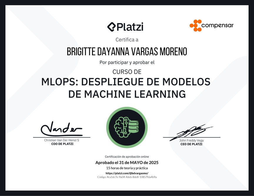 Diploma del Curso de MLOPS: Despliegue de Modelos de Machine Learning