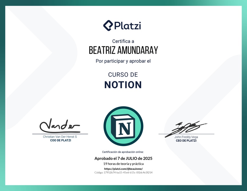 Diploma del Curso de Notion