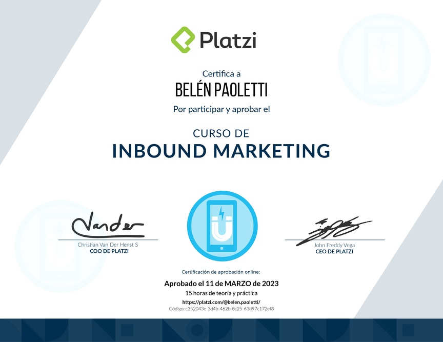 Diploma del Curso de Retención de Clientes con Inbound Marketing