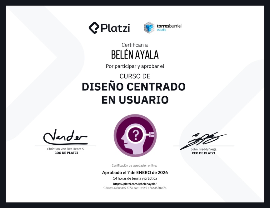 Diploma del Curso de Diseño Centrado en Usuario