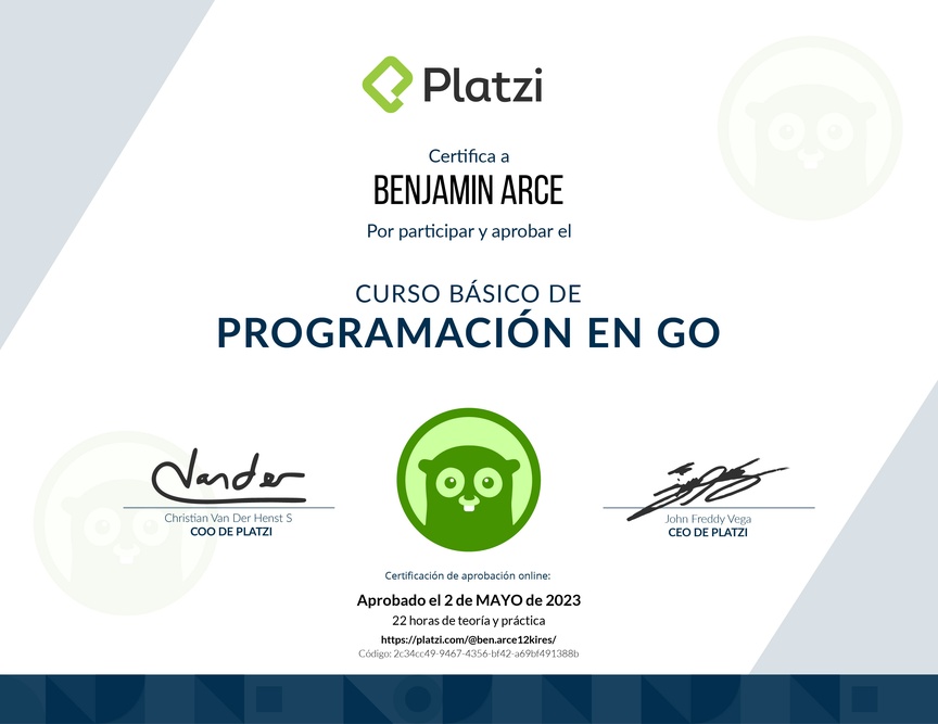 Diploma del Curso Básico de Programación en Go