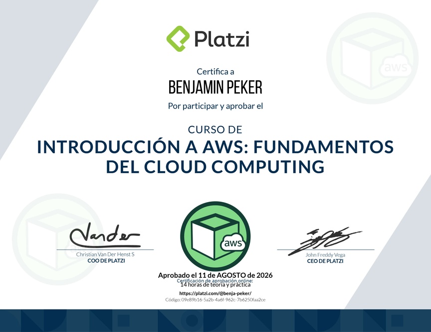Diploma del Curso de Introducción a AWS: Fundamentos de Cloud Computing