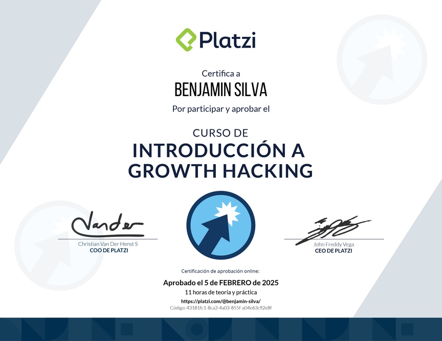 Diploma del Curso de Introducción a Growth Hacking