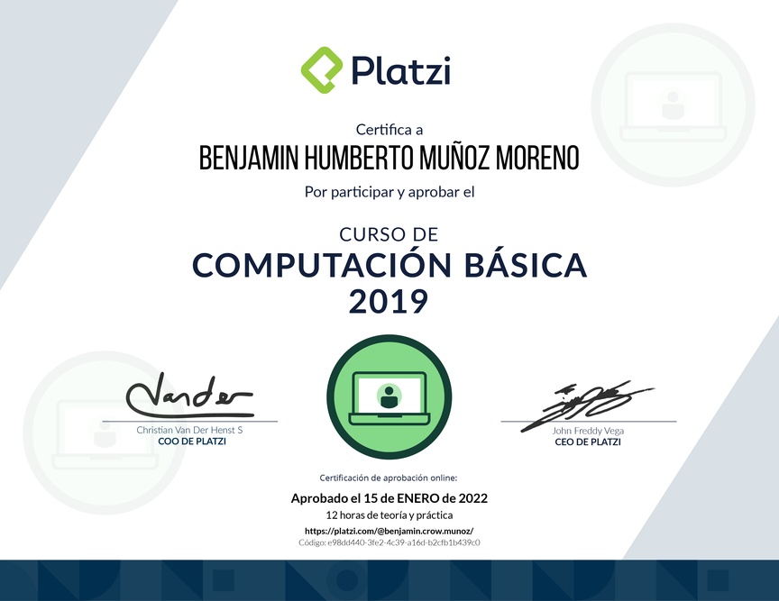 Diploma del Curso de Computación Básica