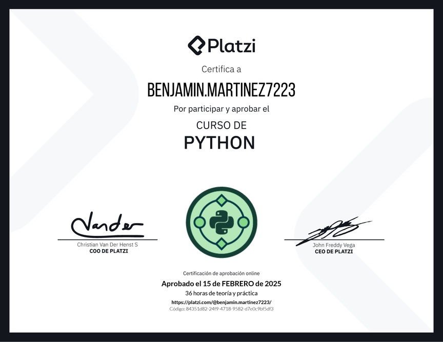 Diploma del Curso de Python