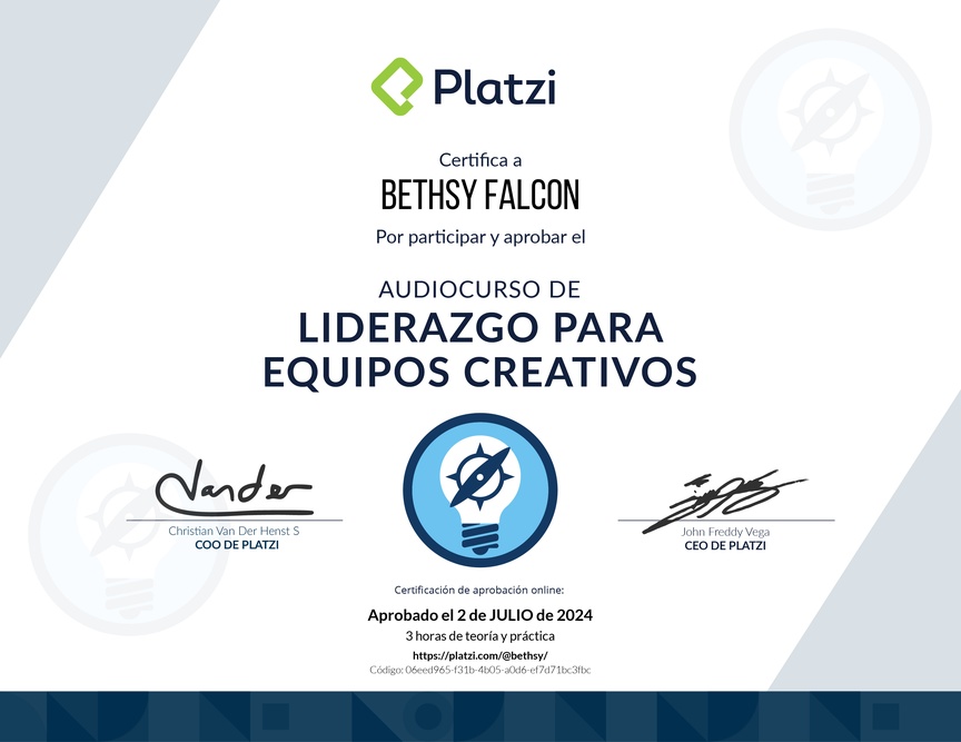 Diploma de Audiocurso de Liderazgo para Equipos Creativos