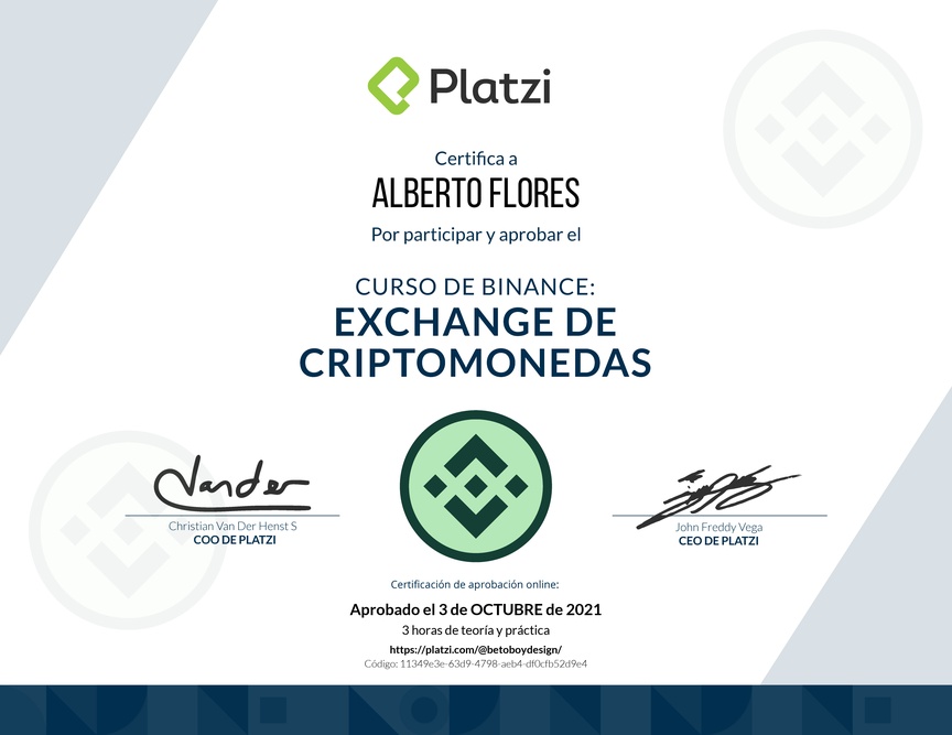 Diploma de Minicurso de Binance: Exchange de Criptomonedas 2021