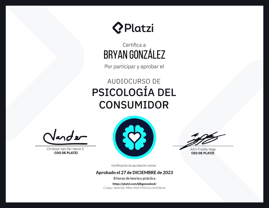 Diploma de Audiocurso de Psicología del Consumidor