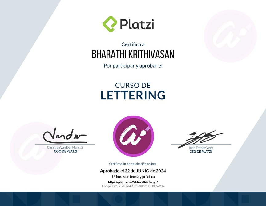 Diploma del Curso de Lettering Creativo