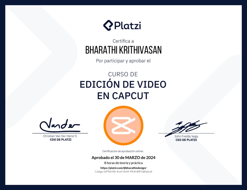 Diploma del Curso de Edición de Video con Capcut