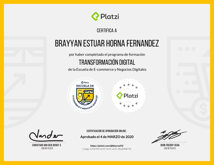 Diploma de la Ruta de Aprendizaje de Transformación Digital