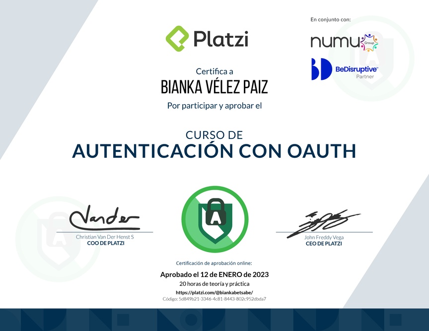 Diploma del Curso de Autenticación con OAuth