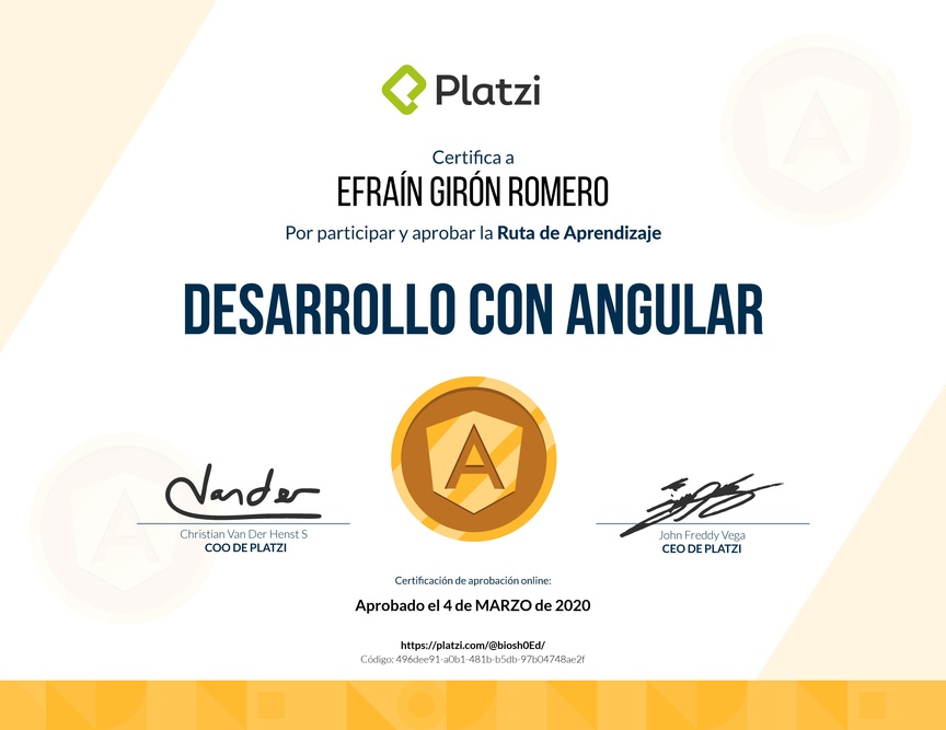 Diploma de la Ruta de Aprendizaje de Frontend a profundidad con Angular