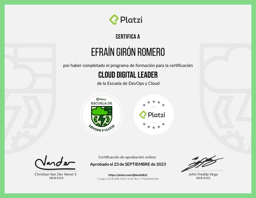 Diploma de la Ruta de Aprendizaje de Certificación Cloud Digital Leader