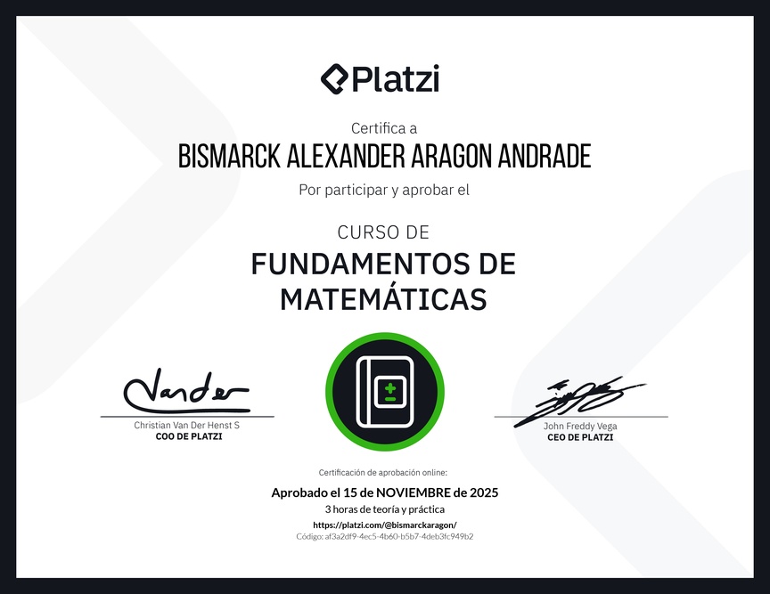 Diploma del Curso de Fundamentos de Matemáticas