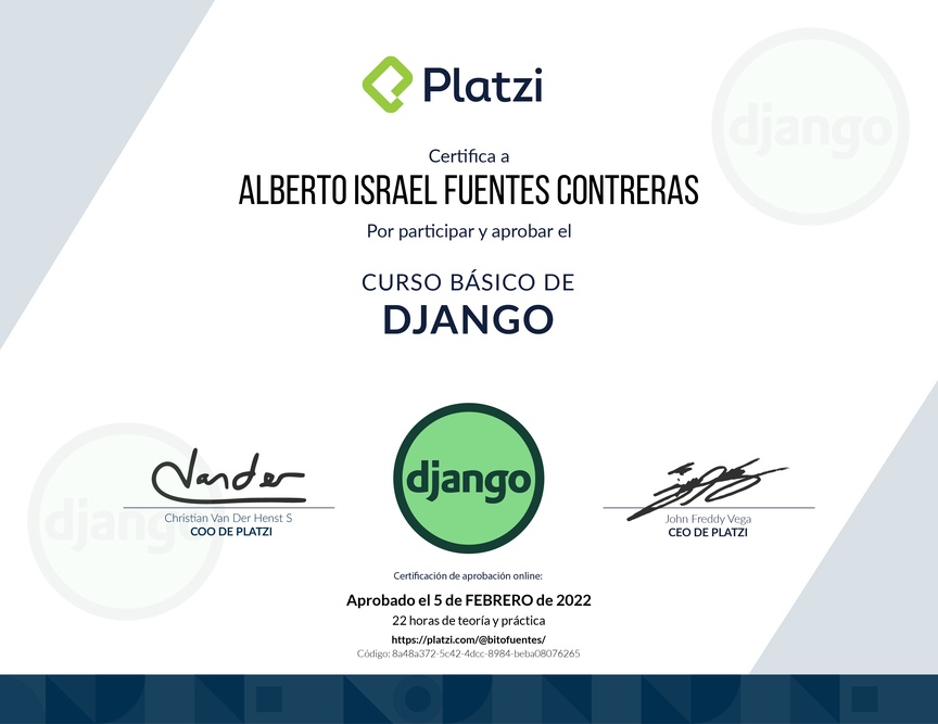 Diploma del Curso Básico de Django