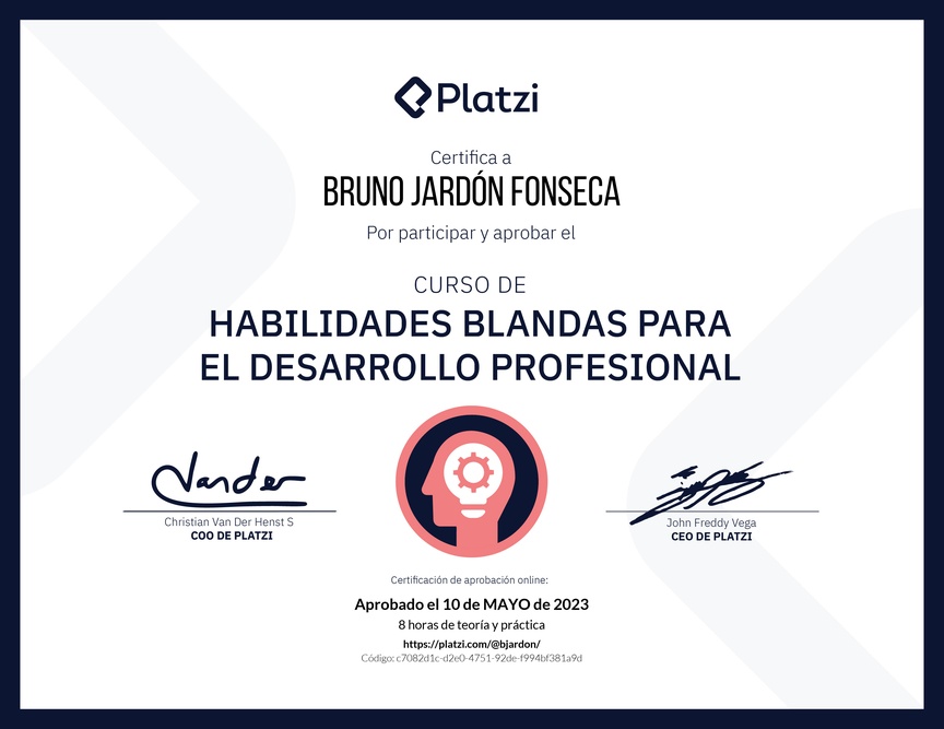 Diploma del Curso de Habilidades Blandas para el Desarrollo Profesional