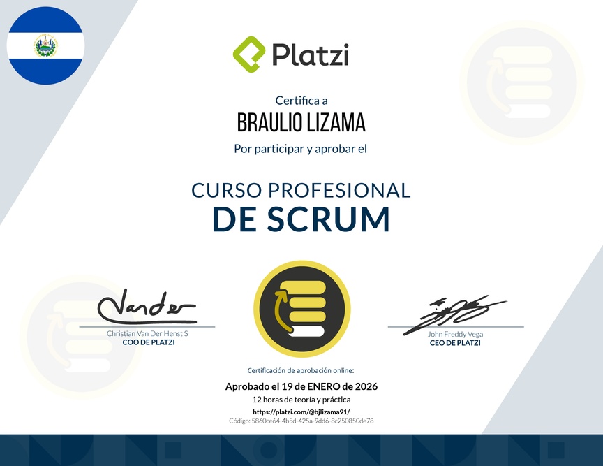 Diploma del Curso Profesional de Scrum
