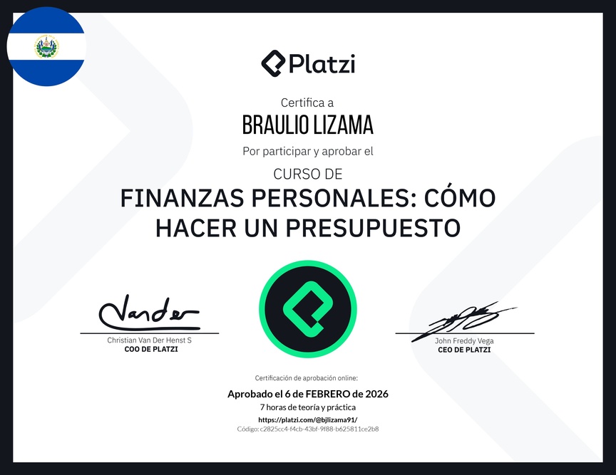 Diploma del Curso de Finanzas Personales: Cómo hacer un Presupuesto