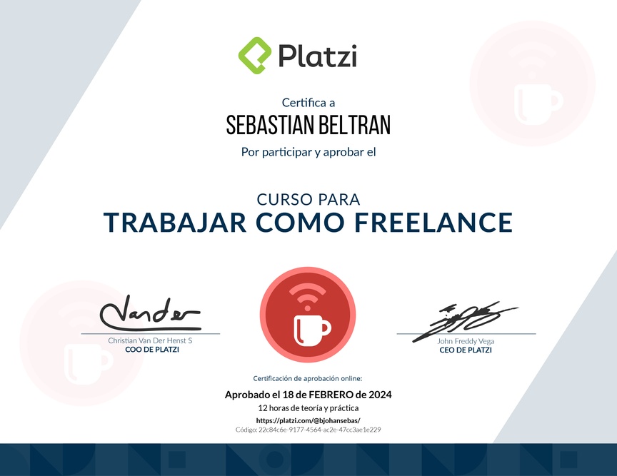 Diploma del Curso para Trabajar como Freelance