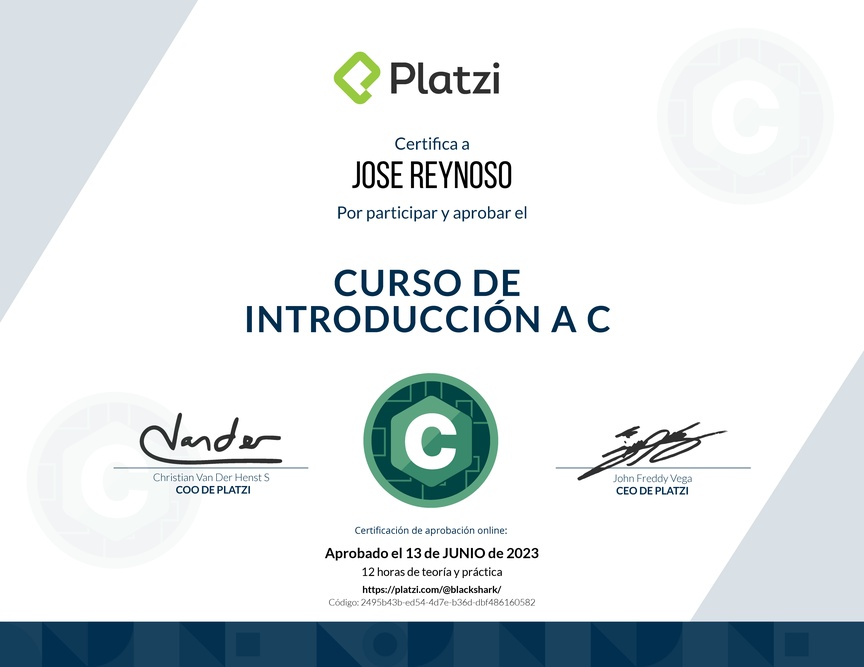 Diploma del Curso de Introducción a C