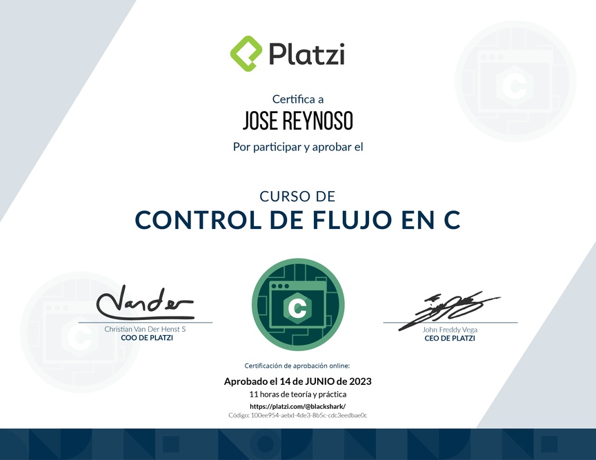 Diploma del Curso de Control de Flujo en C